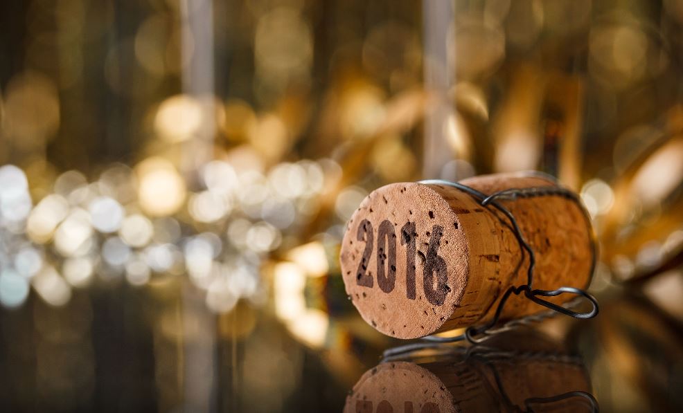 Cork with 2016 sitting on decorated table
