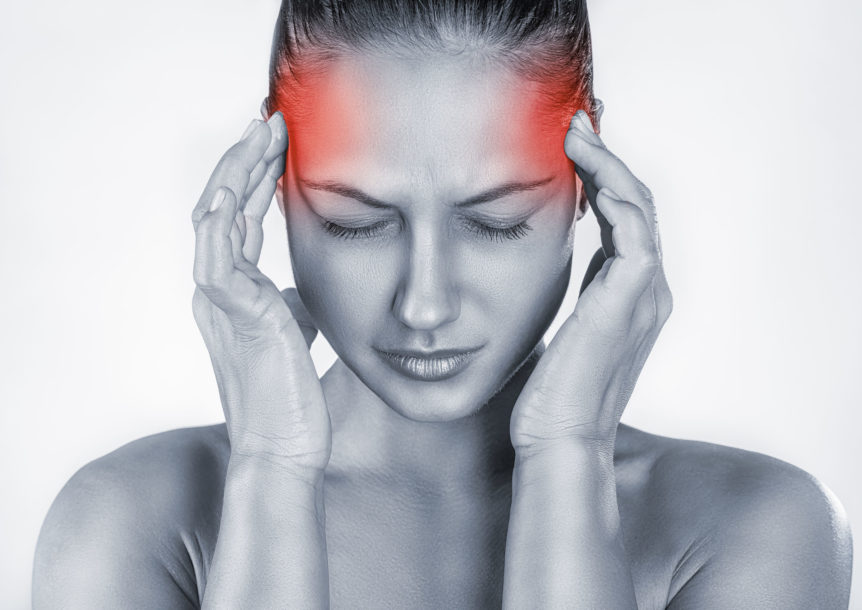 woman with migraine headache