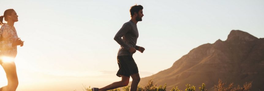 couple going for a jog at sunset uninhibited by type 2 diabetes